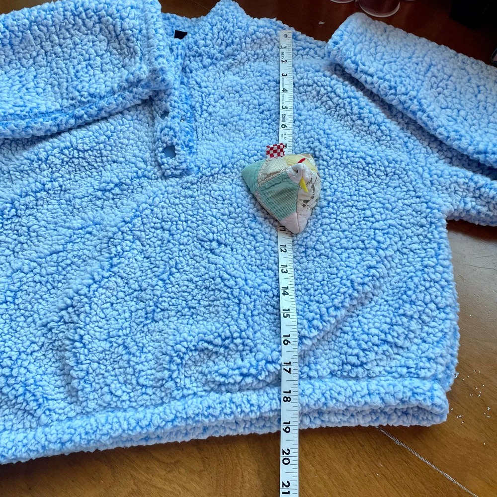 Oversized Cropped Teddy Sweater M PACSUN Pullover Long Sleeve Light Blue Soft - Picture 6 of 10